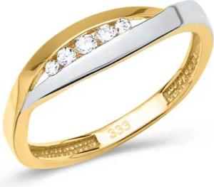 Gelb- & Weißgoldring mit Zirkoniasteinen