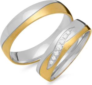 Eheringe 585er Gelb- Weissgold 7 Diamanten