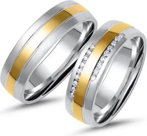 Eheringe aus Gelb- und Weißgold mit 18 Diamanten