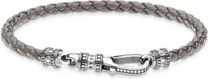 Graues Lederarmband mit 925er Sterlingsilber