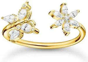 Damenring Schmetterling Blume aus 925er Silber, gold