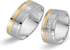 Trauringe 333er Gelb- Weissgold 6 Diamanten