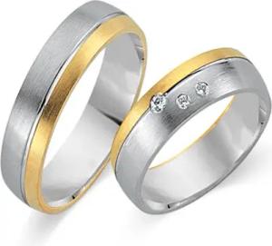 Trauringe 750er Gelb- Weissgold 3 Diamanten