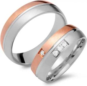Eheringe 333er Rot- Weissgold 4 Diamanten