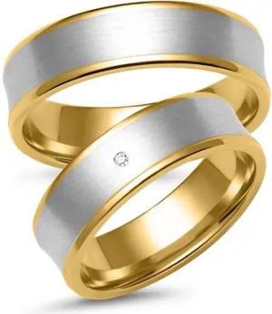Eheringe aus Gelb- und Weißgold mit Diamant