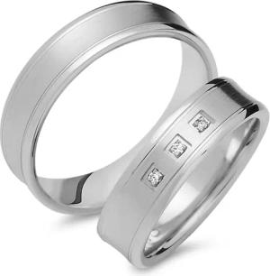 Eheringe 333er Weissgold 3 Diamanten