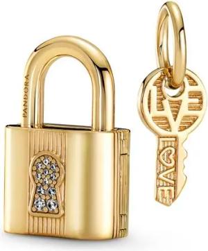 Anhänger Set Vorhängeschloss und Schlüssel, IP Gold