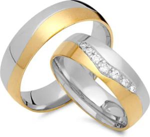 Eheringe 333er Gelb- Weissgold 7 Diamanten