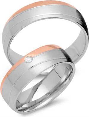Eheringe 585er Rot- Weissgold mit Brillant