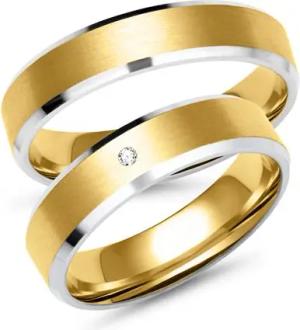 Trauringe aus Gelb- und Weißgold mit Brillant