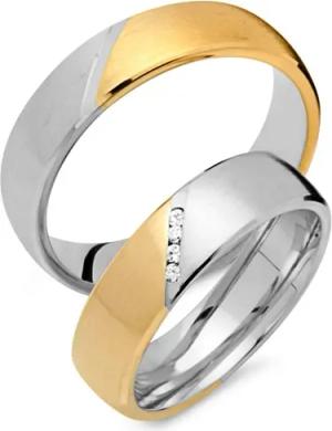 Trauringe 333er Gelb- Weissgold 4 Diamanten