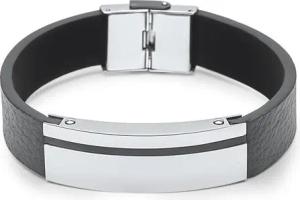 Schwarzes Lederarmband Gravurplatte