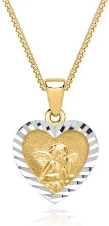 Kette mit Herzanhänger mit Engelsmotiv 333er Gold