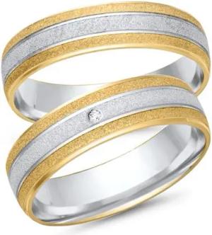 Trauringe 333er Gelb- Weissgold mit Diamant