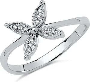 Ring 585er Weißgold Blume 12 Diamanten
