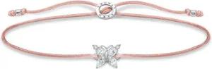Textilarmband mit Schmetterlingsanhänger in rosa