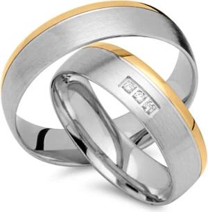 Trauringe 750er Gelb- Weissgold 3 Brillanten