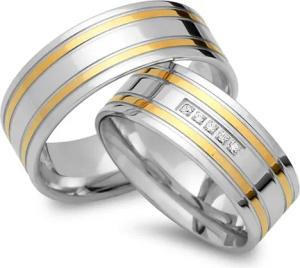 Trauringe 750er Gelb- Weissgold 5 Diamanten
