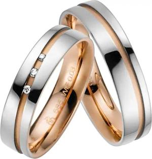 Eheringe Weiß- und Rotgold 5mm