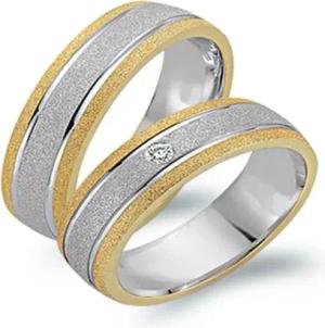 Trauringe 750er Gelb- Weissgold mit Diamant