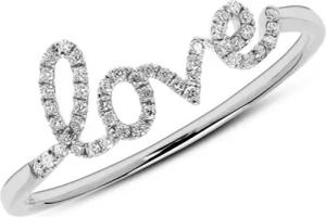 585er Weißgold Ring Love mit Diamanten