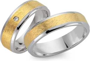 Eheringe 333er Gelb- Weissgold mit Diamant