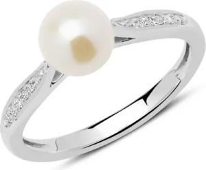Ring 14K Weißgold Diamanten Süßwasserperle