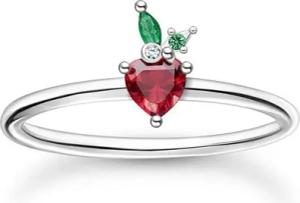 Damenring Erdbeere aus Sterlingsilber mit Zirkonia