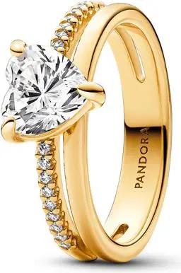 Timeless Herzring für Damen mit Zirkonia, IP Gold