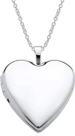 14K Weißgold Medaillon Kette Herz gravierbar