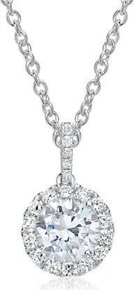 750er Weißgoldkette mit Halo Anhänger Diamanten