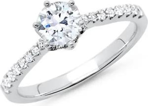 585er Weißgold Ring mit Diamanten