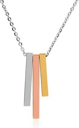 Edelstahlkette für Damen mit tricoloren Anhängern