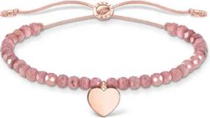 Gravur Jaspis Armband aus Textil mit Herzanhänger, rosé