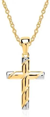 Kette Kreuz Anhänger 333er Gold bicolor