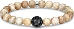 Armband aus beigem Jaspis und schwarzem Obsidian