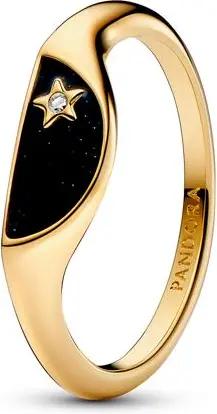 Damen Siegelring mit Emaille und Zirkonia, gold, ME