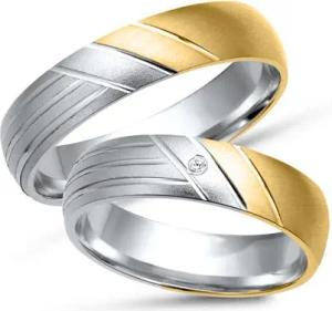 Eheringe 333er Gelb- Weissgold mit Brillant