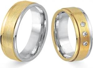 Trauringe 585er Gelb- Weissgold 3 Brillanten