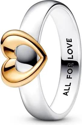 Herzring für Damen aus Sterlingsilber, bicolor