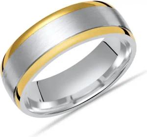 Matter Silberring polierte goldene Kanten