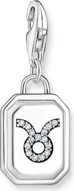 Charm-Anhänger Stier aus 925er Silber mit Zirkonia