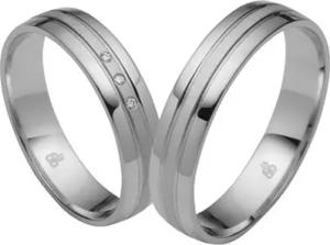 Eheringe aus Weißgold, Platin, Palladium, 3 Diamanten