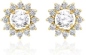 Halo Ohrstecker mit Diamanten aus Gelbgold