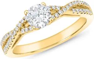 Goldener Verlobungsring mit Diamanten, gravierbar