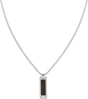 Herren Dog Tag Kette aus Edelstahl und braunem Leder