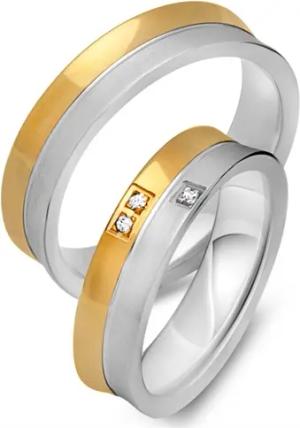 Trauringe 750er Gelb- Weissgold 3 Diamanten