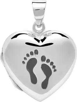 Herzmedaillon Footprints aus 925er Silber