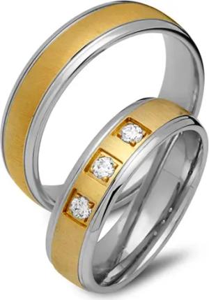 Trauringe 585er Gelb- Weissgold 3 Brillanten