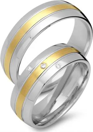 Trauringe 333er Gelb- Weissgold 3 Diamanten